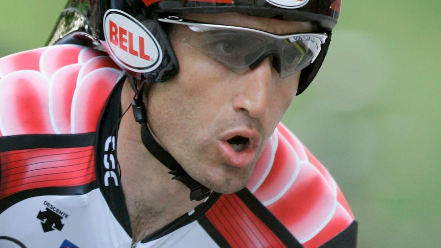 American cyclist Bobby Julich rides in the 2006 Tour de Romandie in Switzerland.