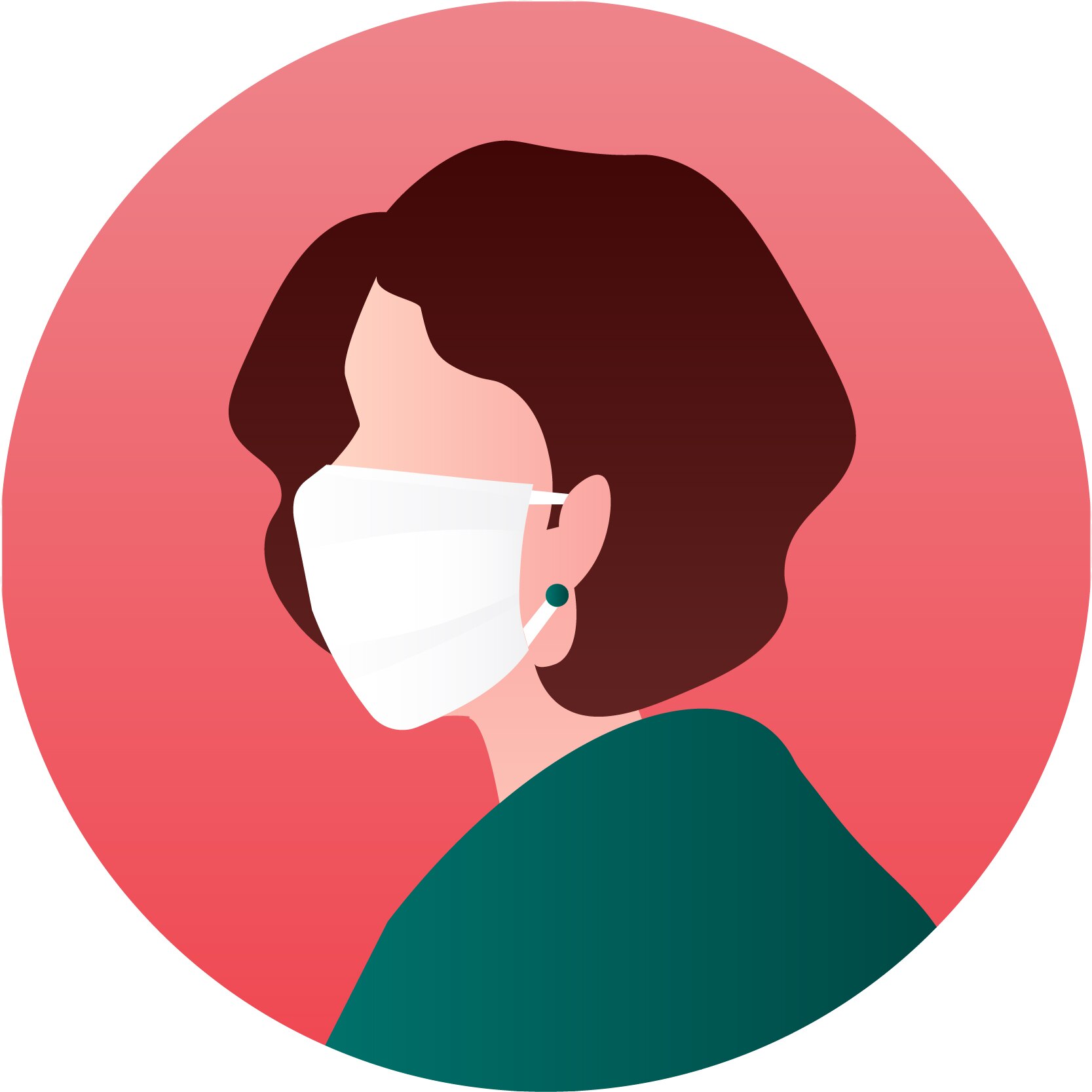 vector graphic of a woman wearing a face mask