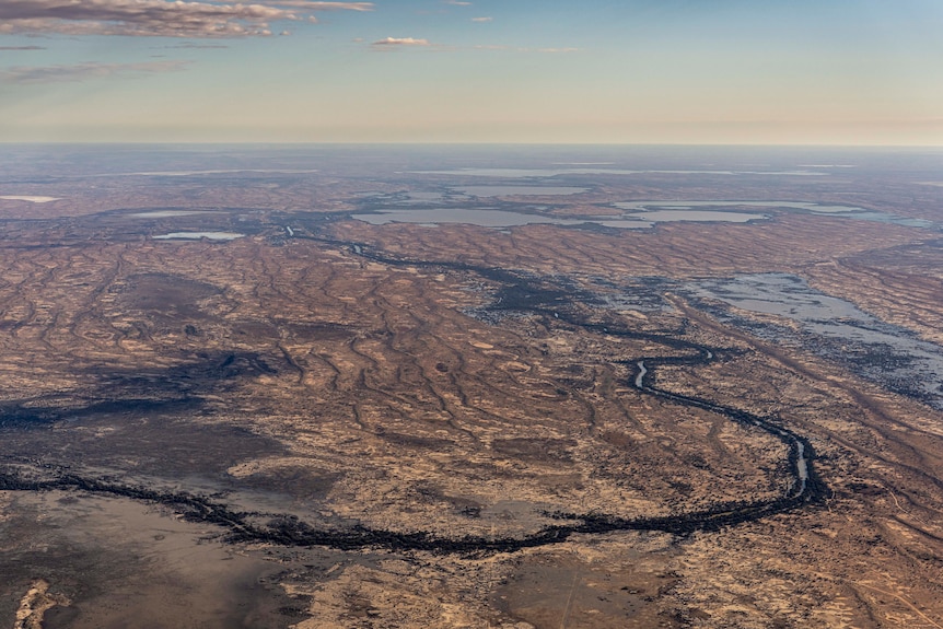 An aerial shot of vast lakes 