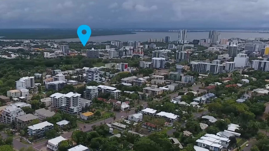 A marker shows how close One Mile Dam is to the Darwin CBD.