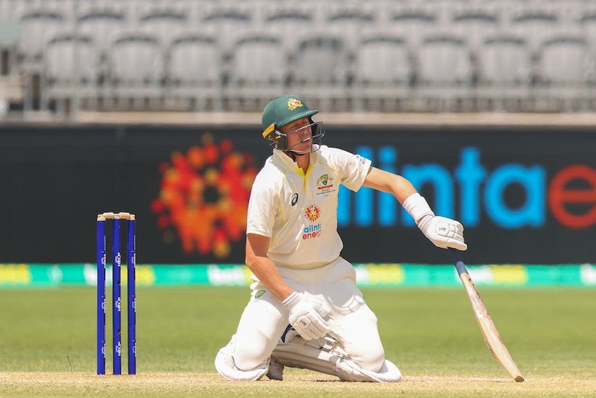 Marnus Labuschagne on his knees