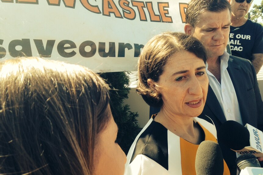 Transport Minister Gladys Berejiklian has been heckled in Newcastle