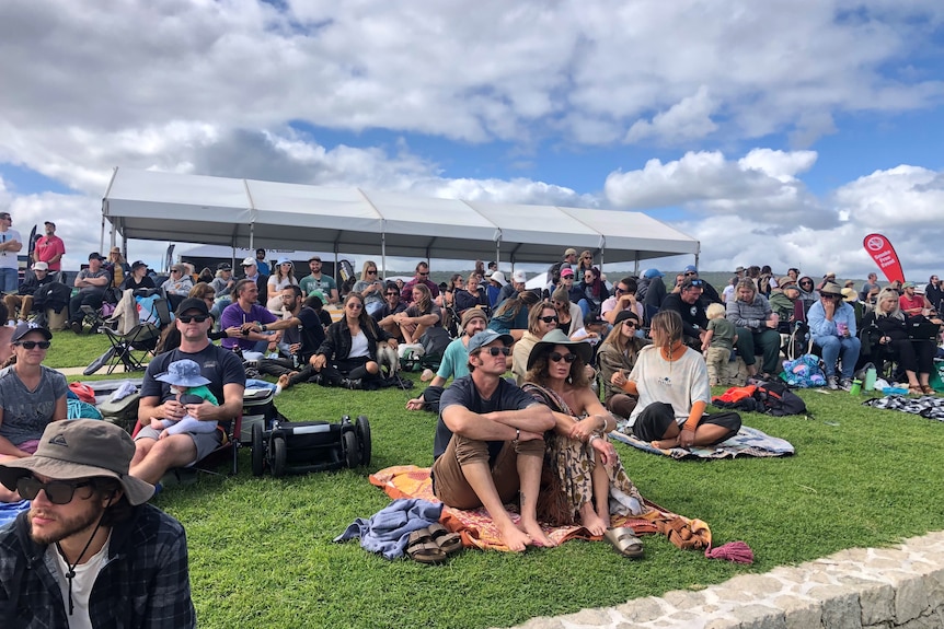 A crowd of people watching the 2022 Margaret River Pro.
