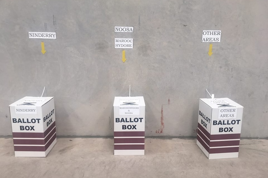 Ballot boxes for some Sunshine Coast seats.