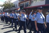 Uniformed police officers for the first time joined thousands who marched in Brisbane's 25th annual Pride Festival parade