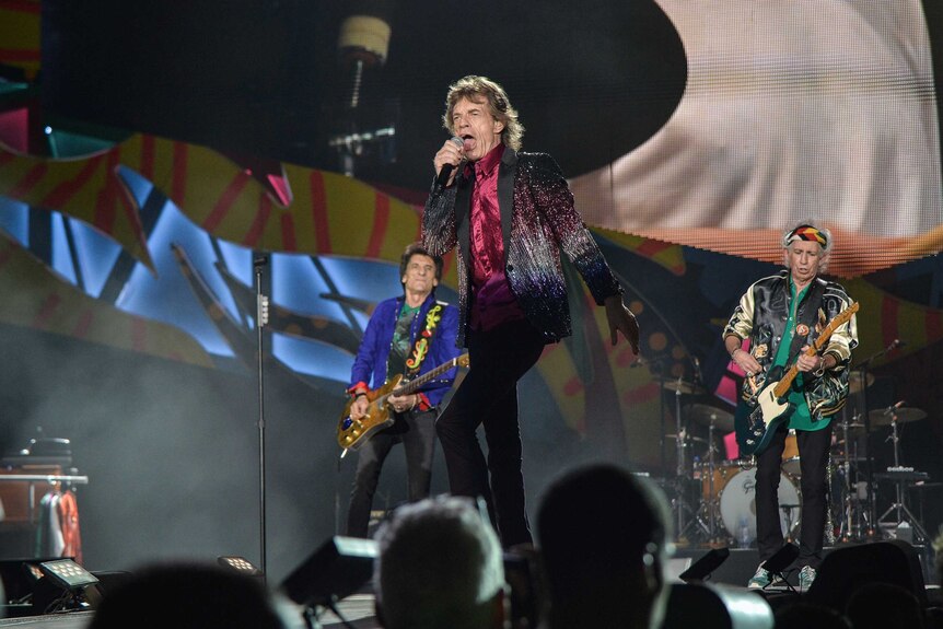 Rolling Stones on stage performing in Cuba