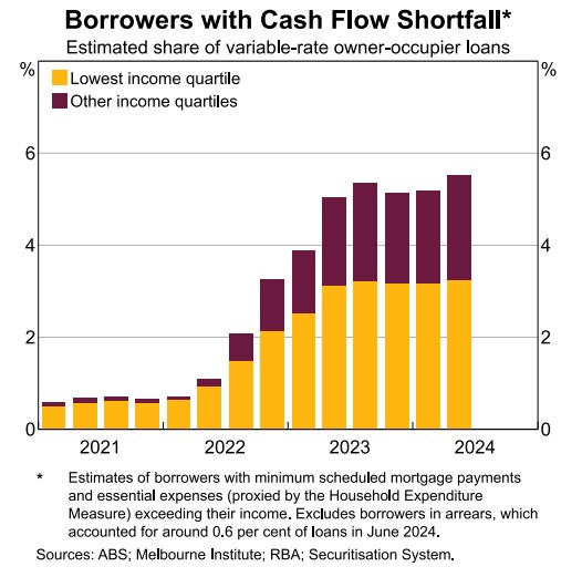 RBA borrowers with cash flow shortfall