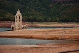 Ruined church shown in Spain's Sau reservoir
