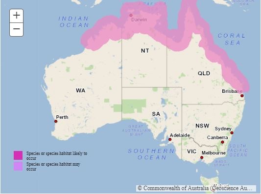 saltwater crocodile habitat map