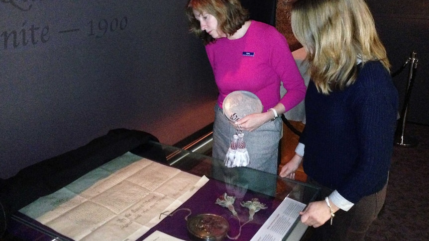 Viewing the constitution document at National Archives