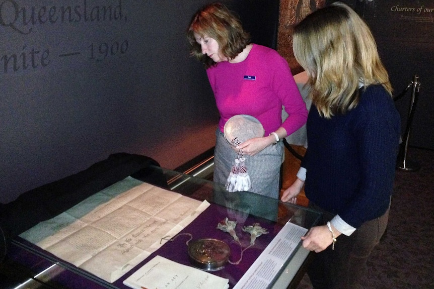 Viewing the constitution document at National Archives