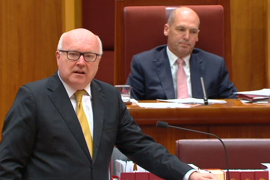 George Brandis slams Pauline Hanson over burka "stunt"