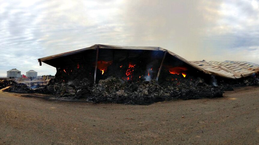 A large hayshed fire north of Geelong