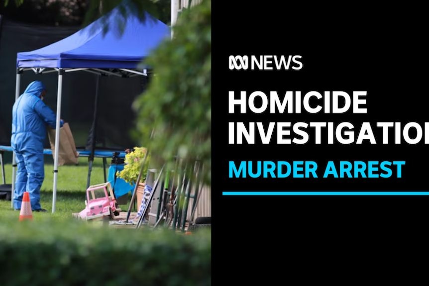 Homicide Investigation, Murder Arrest: A forensic officer under a tent at a crime scene.