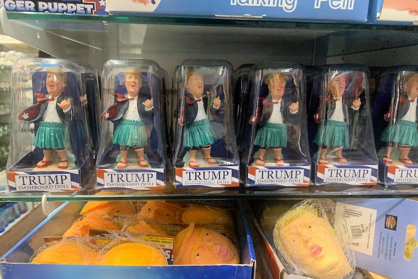 Donald Trump in grass skirt toy.