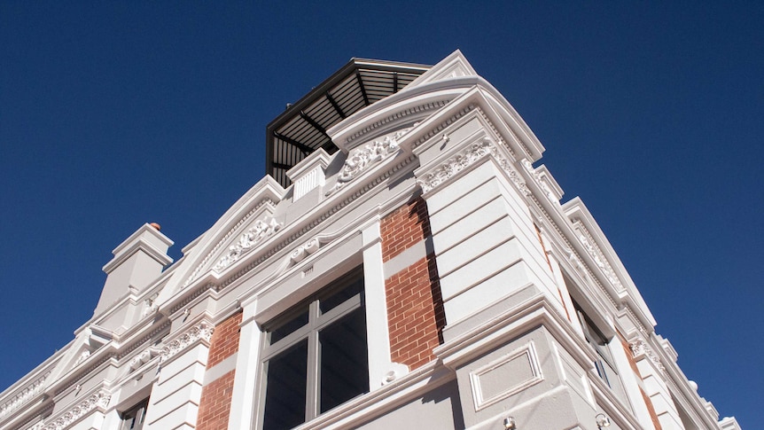 Guildford Hotel's classical facade has been restored.