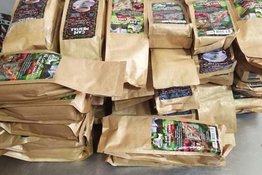 Bags of coffee that allegedly contained cocaine.