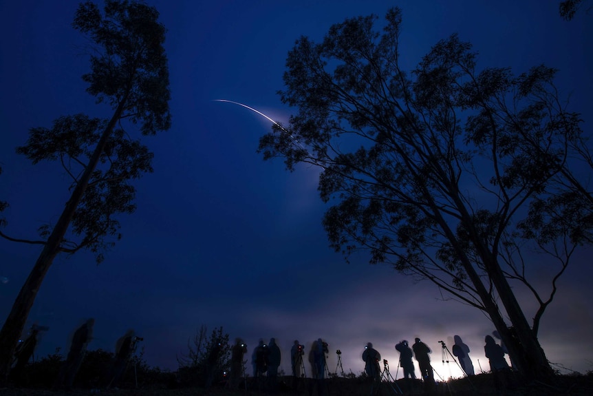 NASA rocket shoots across night sky