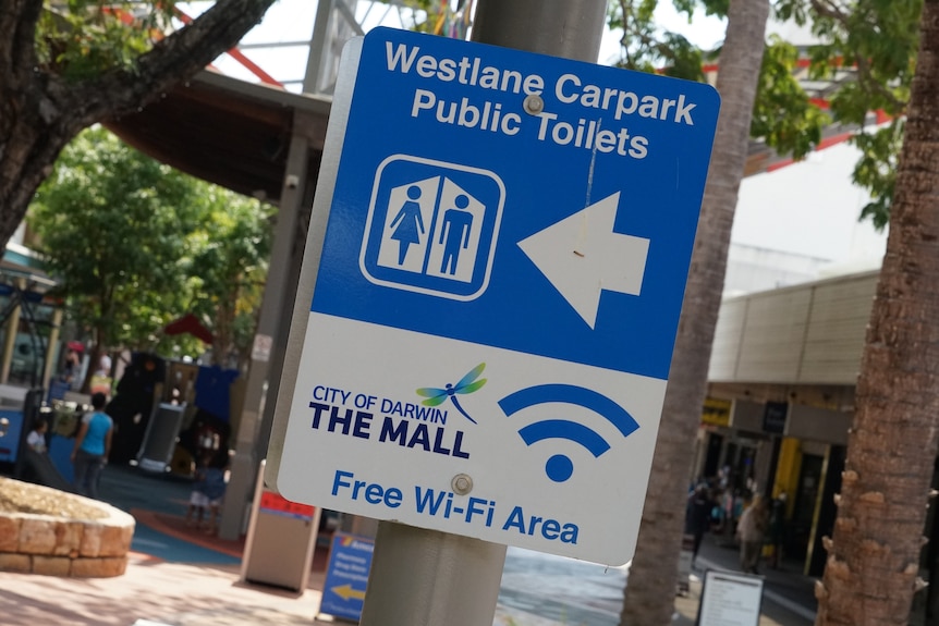 A free Wi-Fi sign in Darwin city