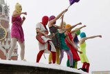 Members of the Russian radical feminist group 'Pussy Riot' sing in the Red Square