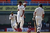 Zaheer celebrates Lee's wicket