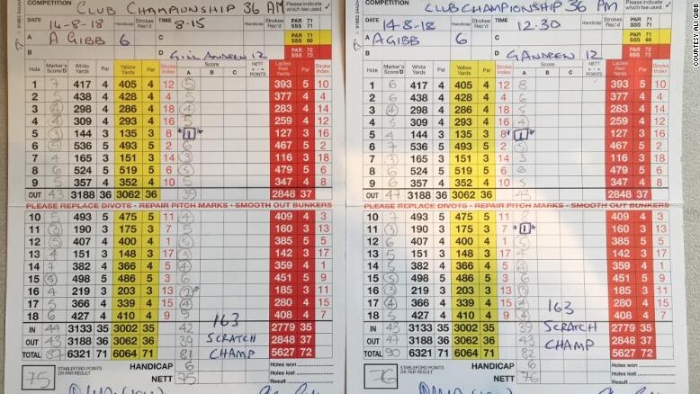 An image of a golf scorecard