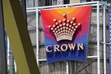 The Crown casino logo is emblazoned on a colourful sign.