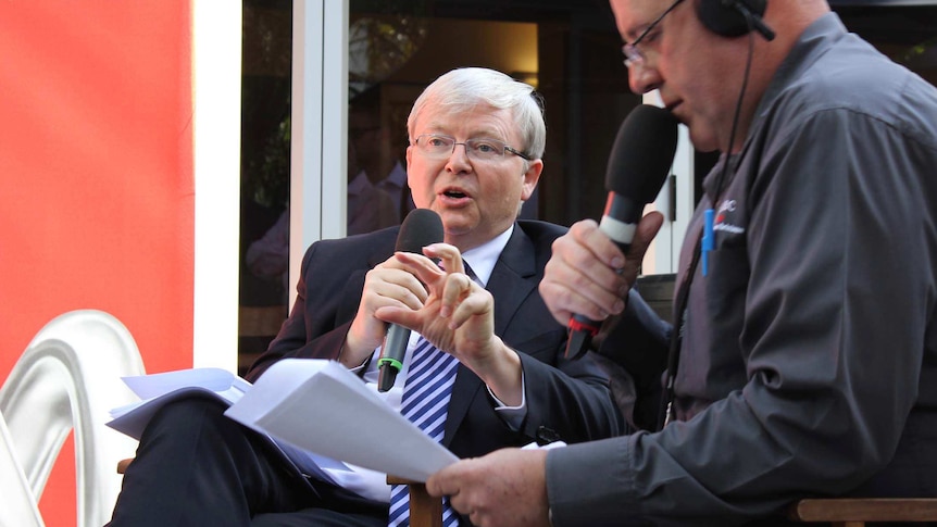Prime Minister Kevin Rudd speaks to the ABC in Brisbane