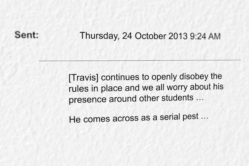 An extract from a letter which includes the words 'he comes across as a serial pest'.