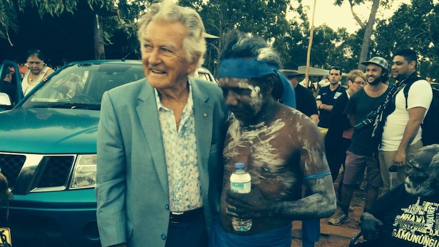 Former Prime Minister Bob Hawke is welcomed at Garma 2014