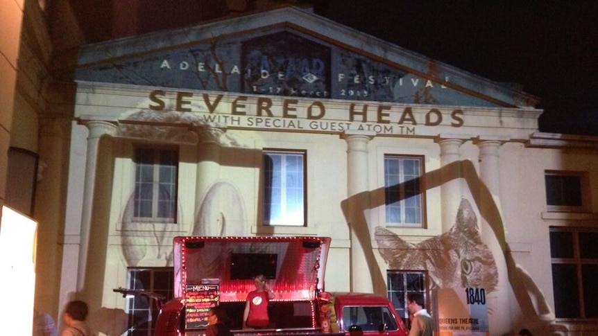 The audience at the Severed Heads show at the Adelaide Festival were treated to a projection show at the entry.