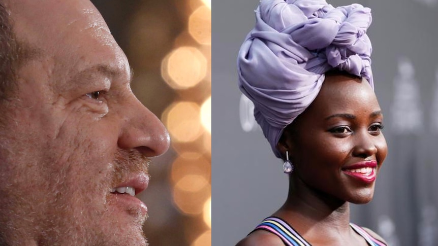 Composite image of Harvey Weinstein and Lupita Nyong'o