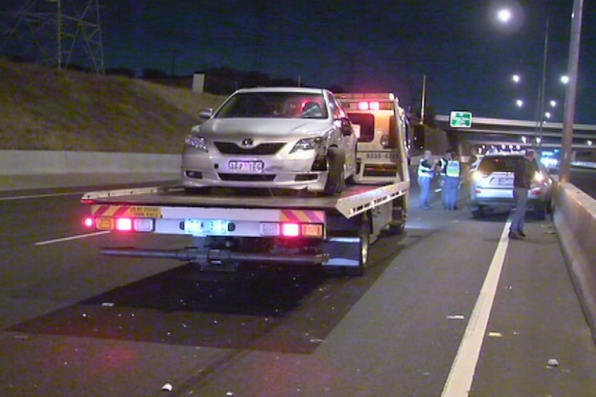 A crash on the Western Ring Road at Keilor Park