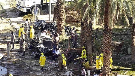 Rescue workers at bombing site