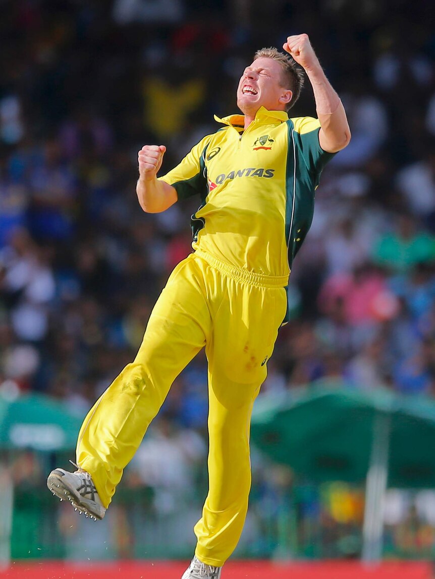 James Faulkner celebrates wicket against Sri Lanka