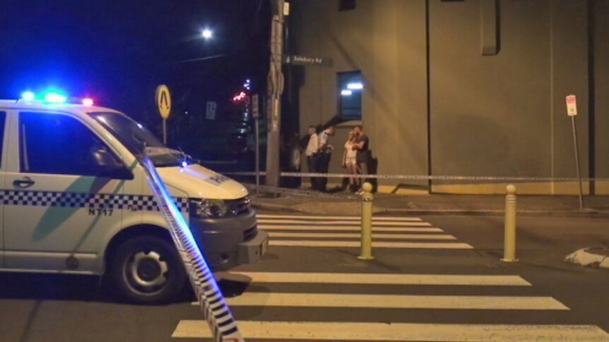 Emergency services attend the scene of a stabbing death in Camperdown in Sydney's inner west.