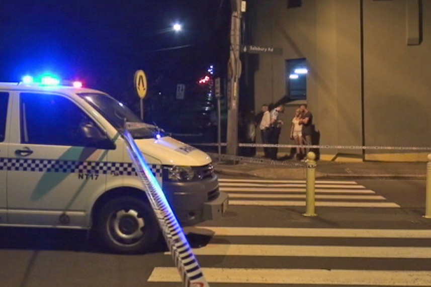 Emergency services attend the scene of a stabbing death in Camperdown in Sydney's inner west.