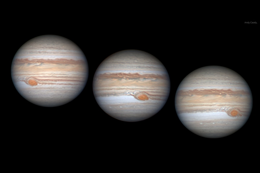 three images of Jupiter side by side