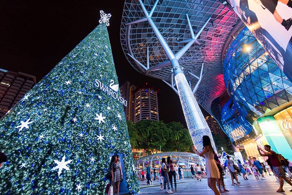 Giant Christmas tree outside ION Orchard mall in Singapore in 2015.