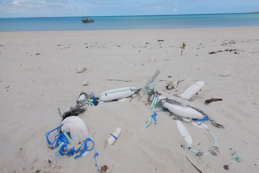 Ghost net on on Marchinbar Island beach