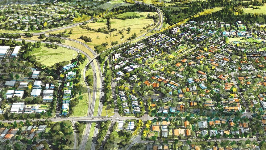 Multi-storey buildings are proposed along both sides of Adelaide Avenue at Yarralumla and Deakin.