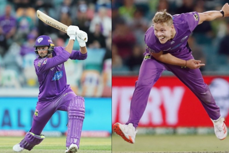 Composite of Nathan Ellis (right) and Tim David of the Hobart Hurricanes.