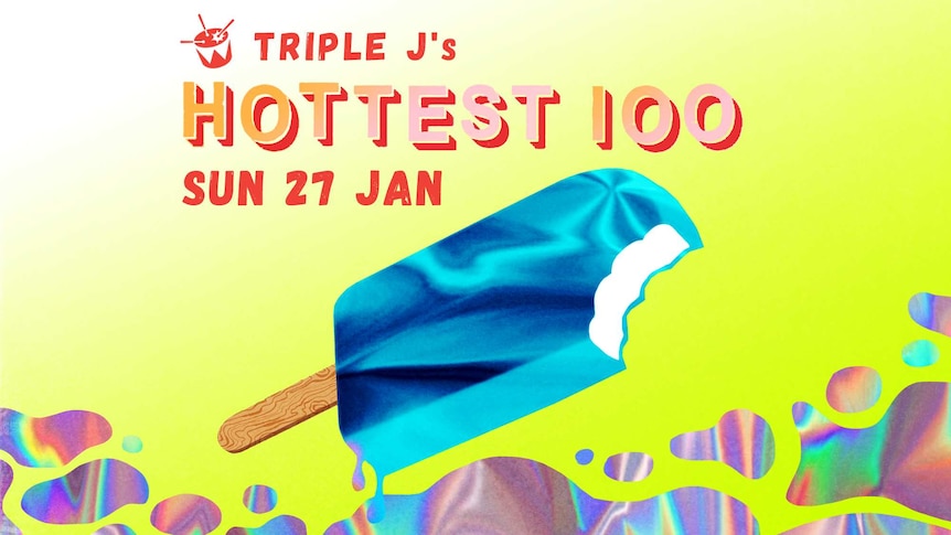 Artwork for triple j's hottest 100 with a blue icypole and the date Sun 27 Jan