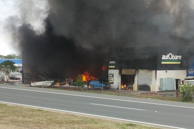 Firefighters were unable to stop the blaze from destroying the Mackay Autobarn.
