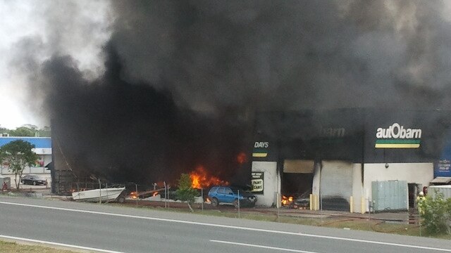 Firefighters were unable to stop the blaze from destroying the Mackay Autobarn.