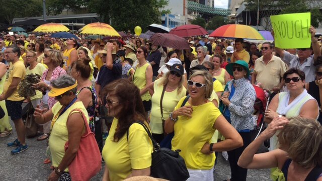 Many supporters were wearing yellow, a favourite colour of Allison Baden-Clay