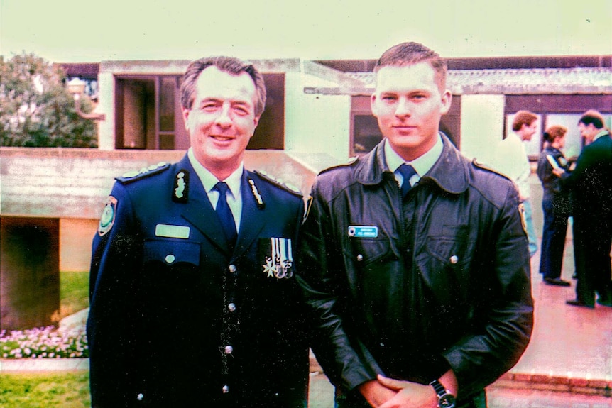 A young Paul Gibbons (right) in the New South Wales Police.