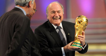 Sepp Blatter with the World Cup trophy