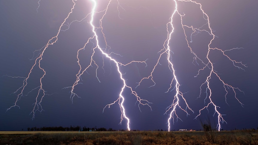 Lightning crashes just outside Dalby