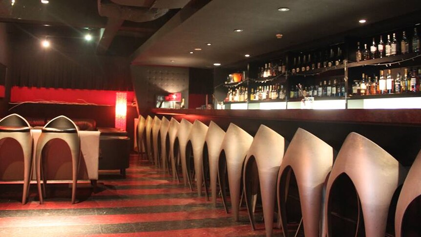 The interior of the Red Rose bar, in the Roppongi district of Tokyo, Japan.